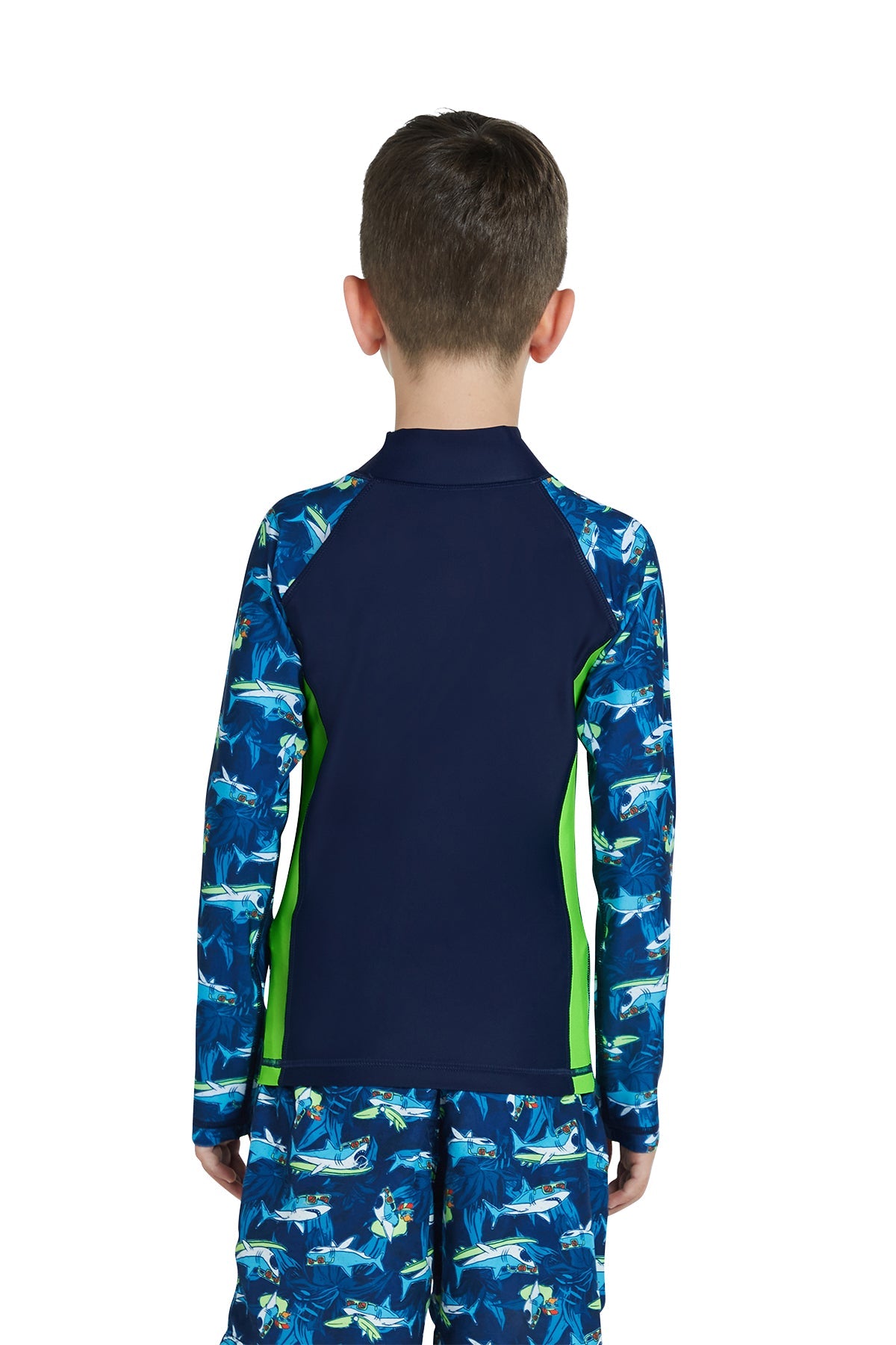 Boys Long Sleeve Sharks AOP Rashguard