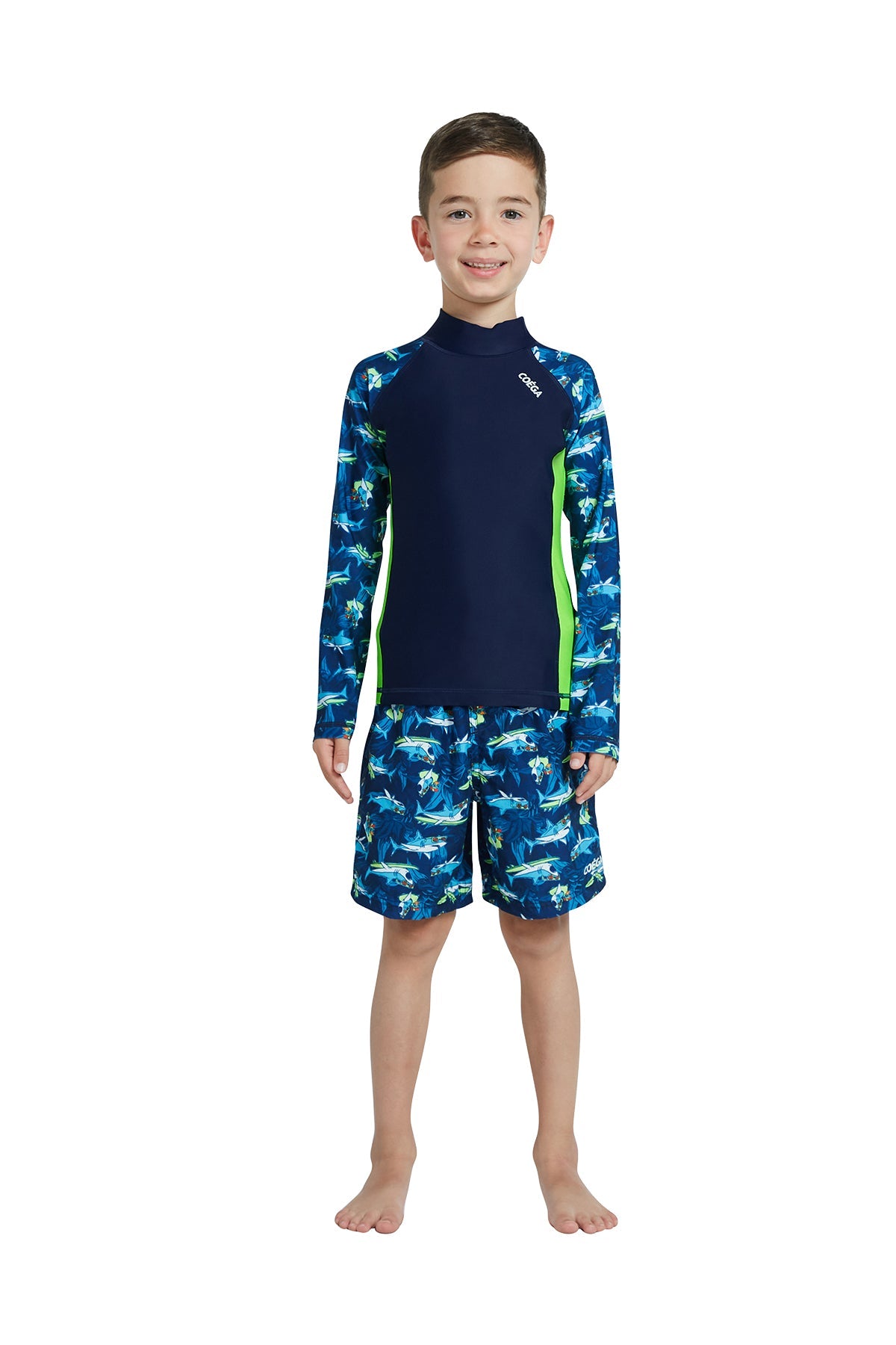 Boys Long Sleeve Sharks AOP Rashguard