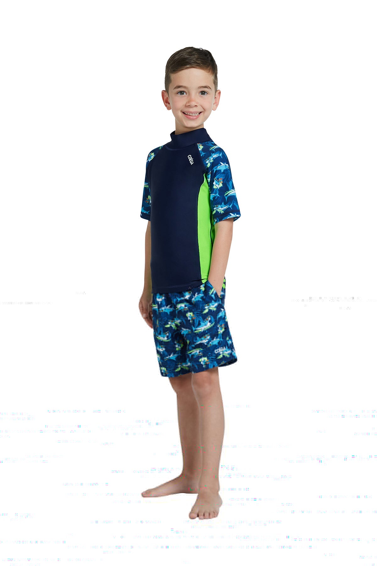 Boys Elasticated Sharks AOP Boardshorts