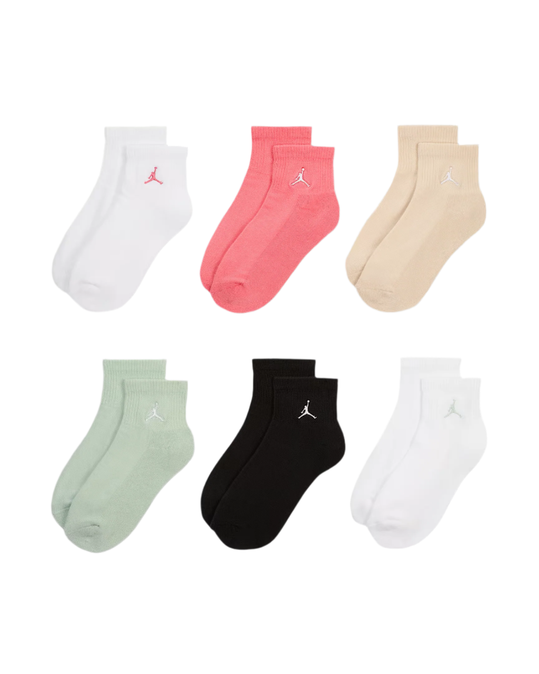 6 Pack Kids Jordan Essential Monogram Ankle Socks
