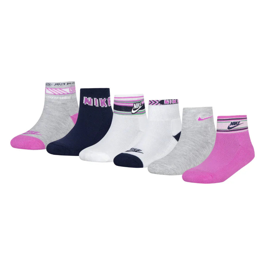 6 Pack Girls Quarter Socks