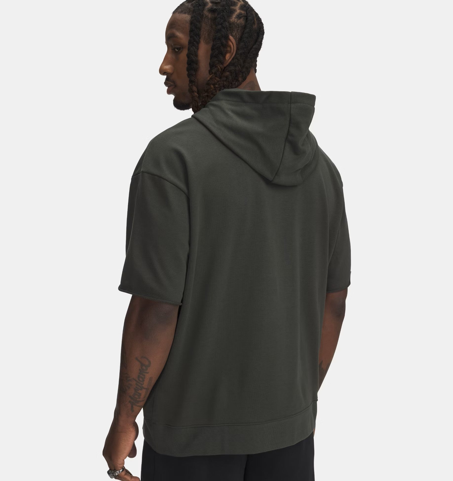 Mens Project Rock Short Sleeve Terry Hoodie