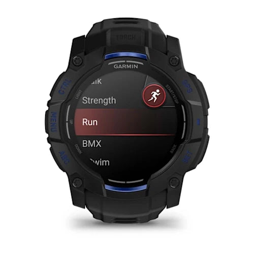 Instinct 3 Amoled Black Black Bolt Blue Silicone Band 50 MM