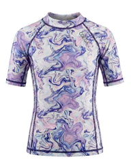 Girls Marble Short Sleeve Rashguard
