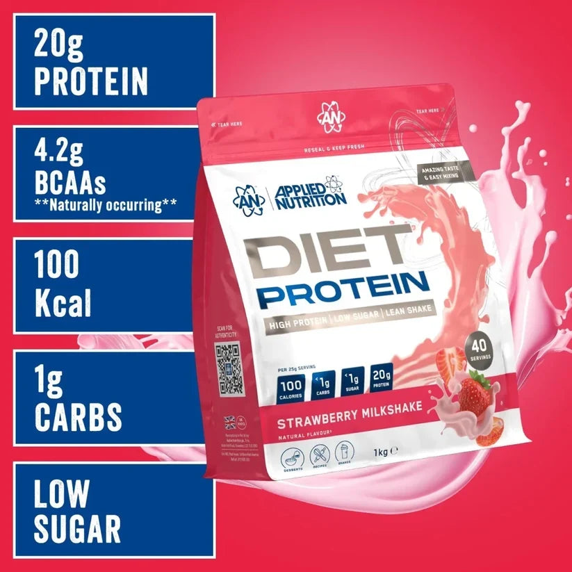 Diet Whey Protein Powder Strawbery Milk 1 Kilogram