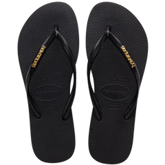 Womens Slim Logo Metallic Flip Flop