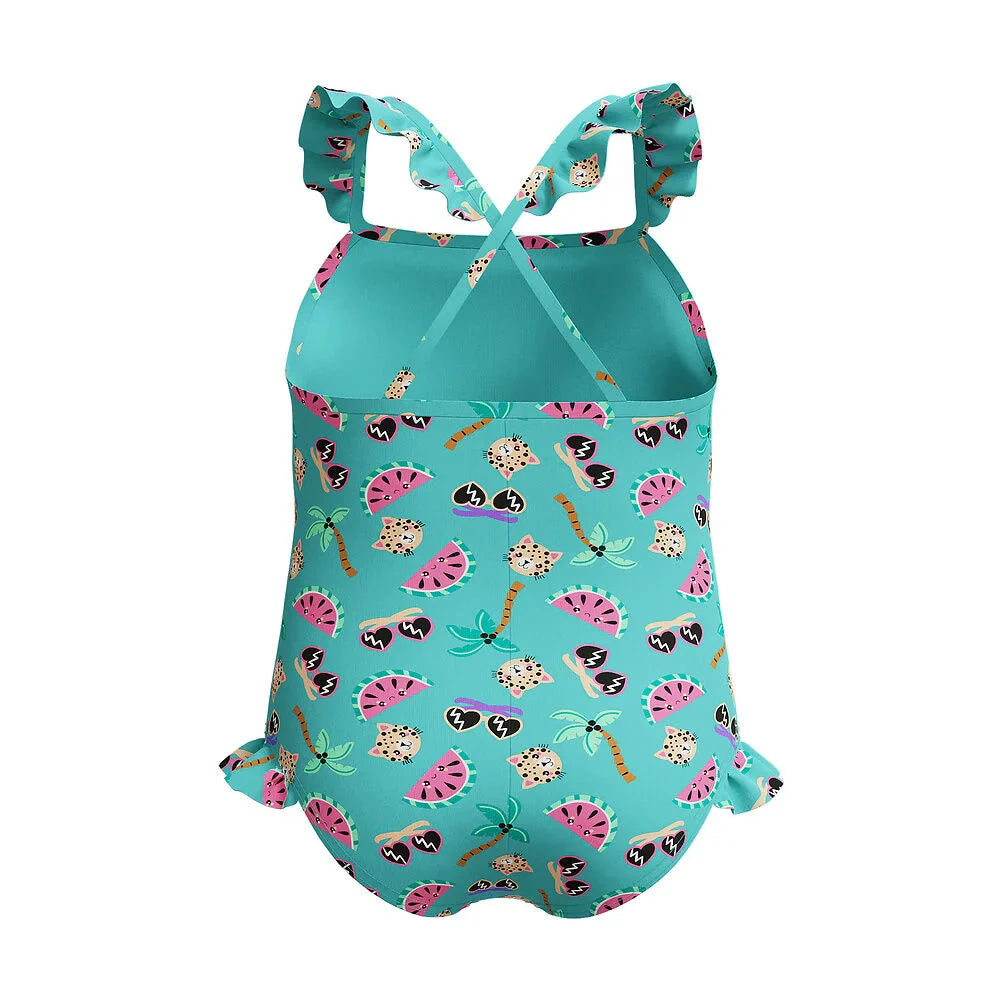 Girls Digital Frill Thinstrap Swimsuit