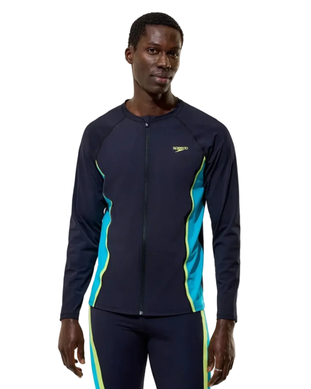Mens Long Sleeve Hyperboom Splice Zip Rash Guard