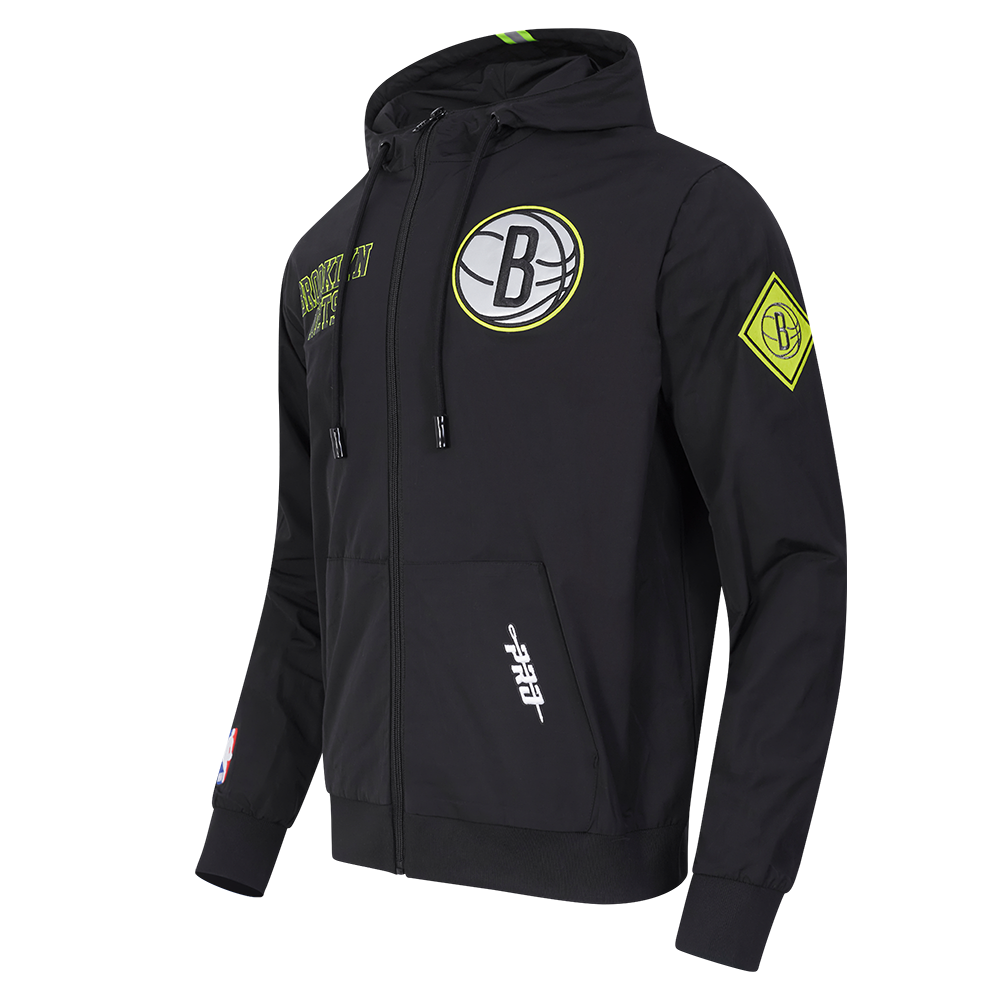Mens Brooklyn Nets Hi-Vis FZ Fleece Hoodie