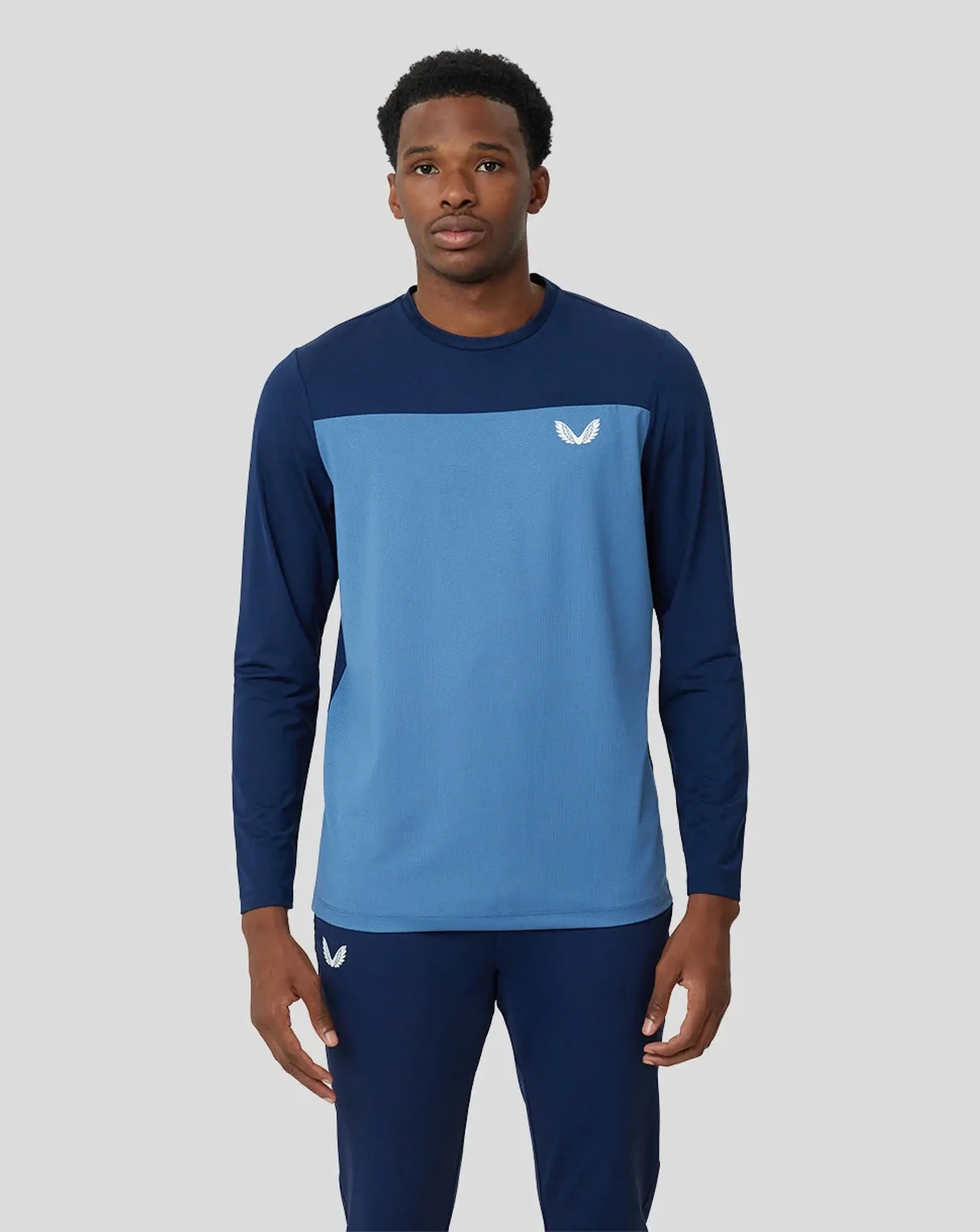 Mens Colour Block Performance Long Sleeve Shirt