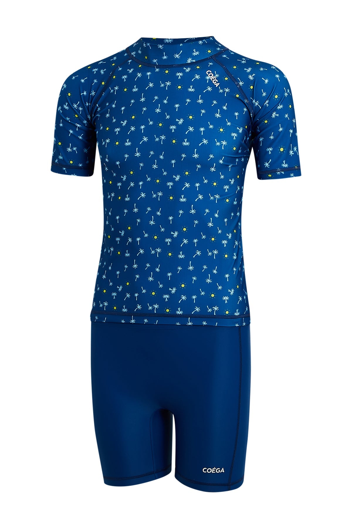 Boys Printed Sunny Palms Short Sleeve Swim Suit