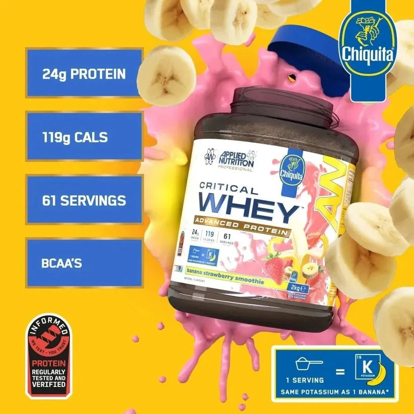 Critical Whey Protein Powder Banana Strawberry 2 Kilograms