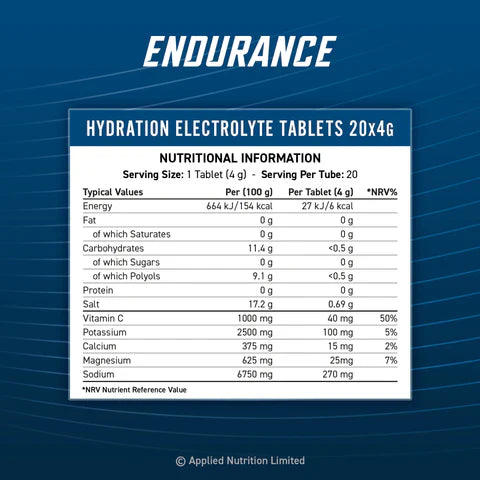 Endurance Hydro Tablets Orange Flavour 20 Effervescent