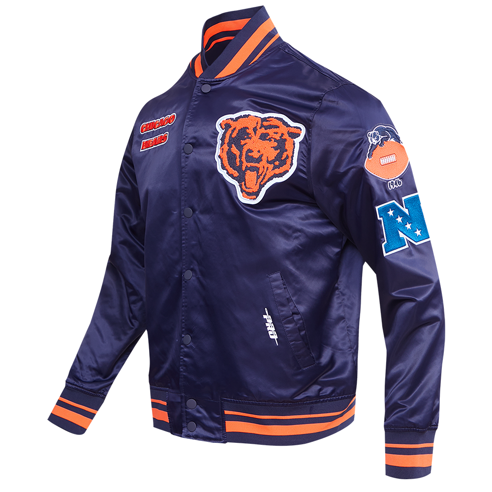 Mens Chicago Bears Retro Classic Rib Satin Jacket