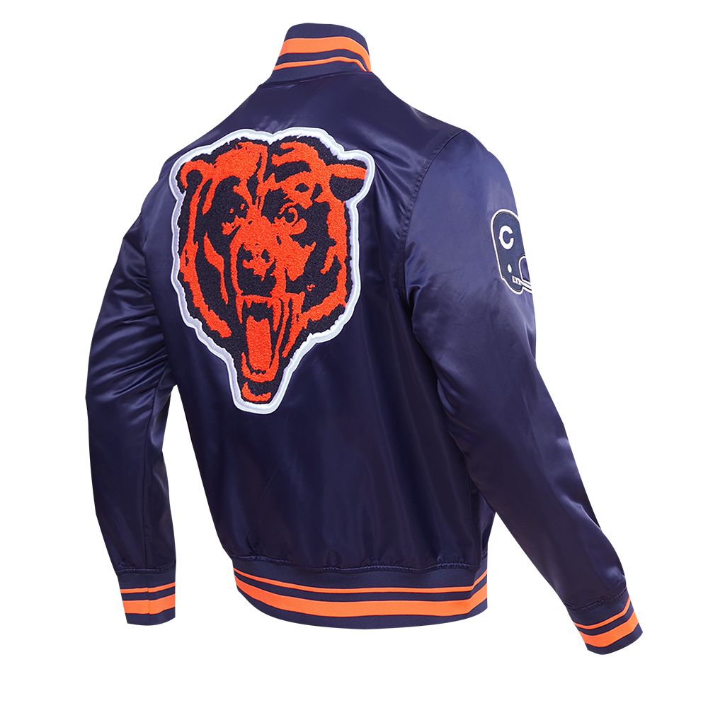 Mens Chicago Bears Retro Classic Rib Satin Jacket