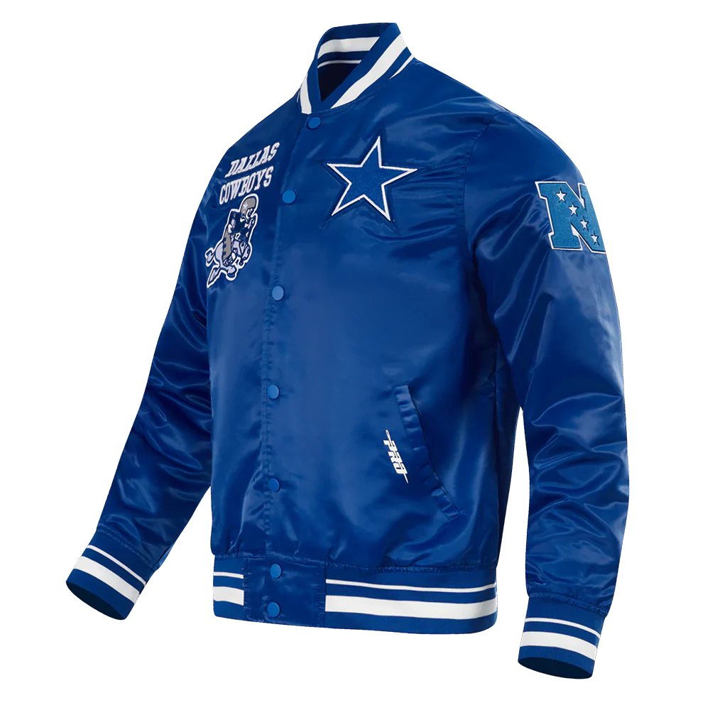 Mens Dallas Cowboys Retro Classic Rib Satin Jacket