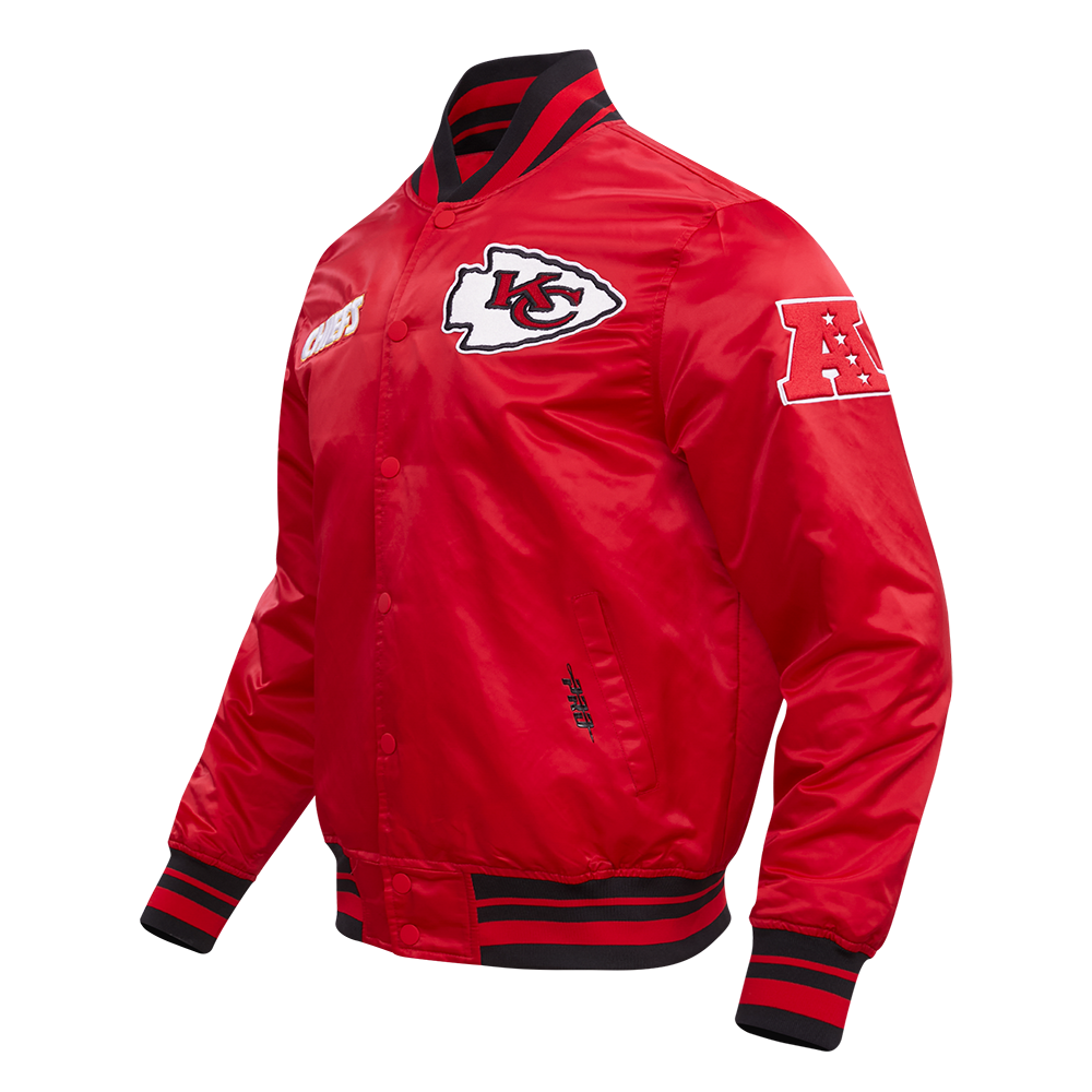 Mens Kansas City Chiefs Retro Classic Rib Satin Jacket