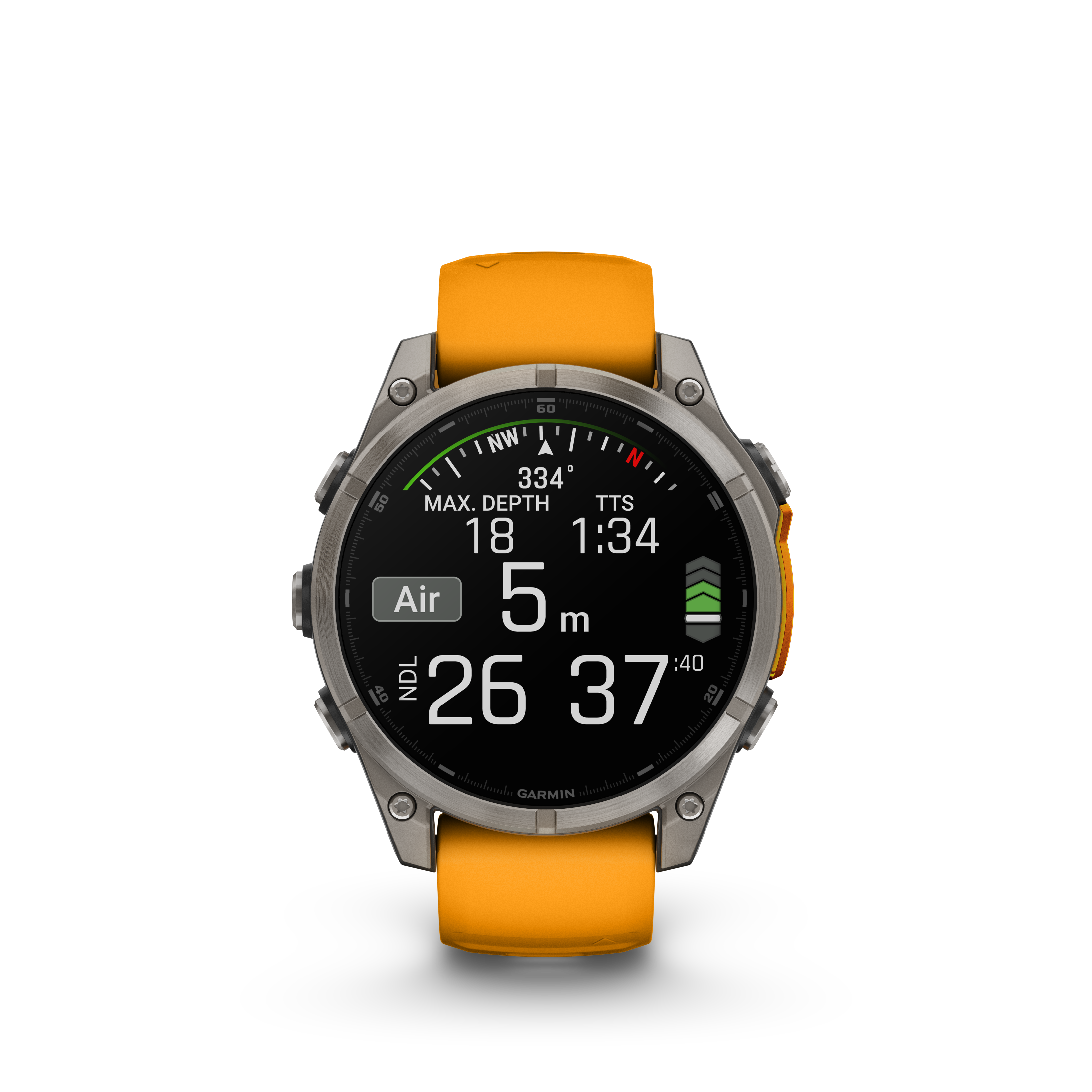 Fenix 8 Amoled Sapphire Titanium Orange Silicone Band 47MM