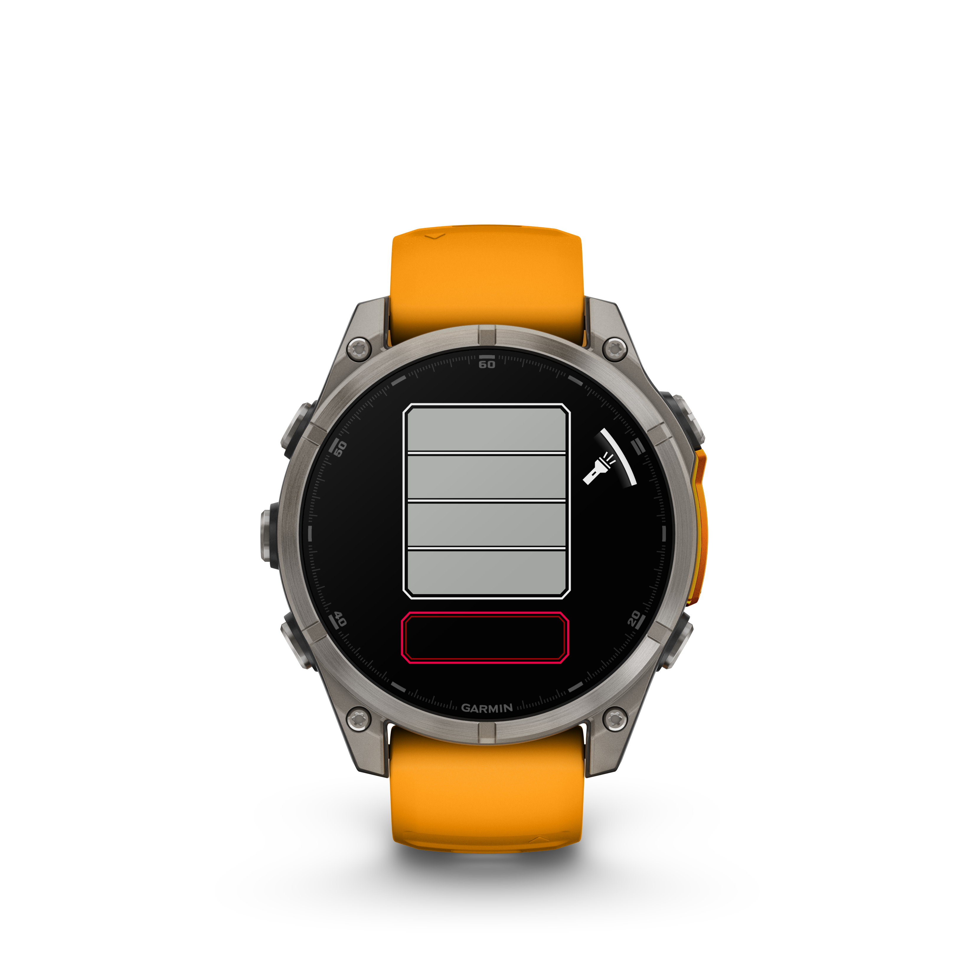 Fenix 8 Amoled Sapphire Titanium Orange Silicone Band 47MM