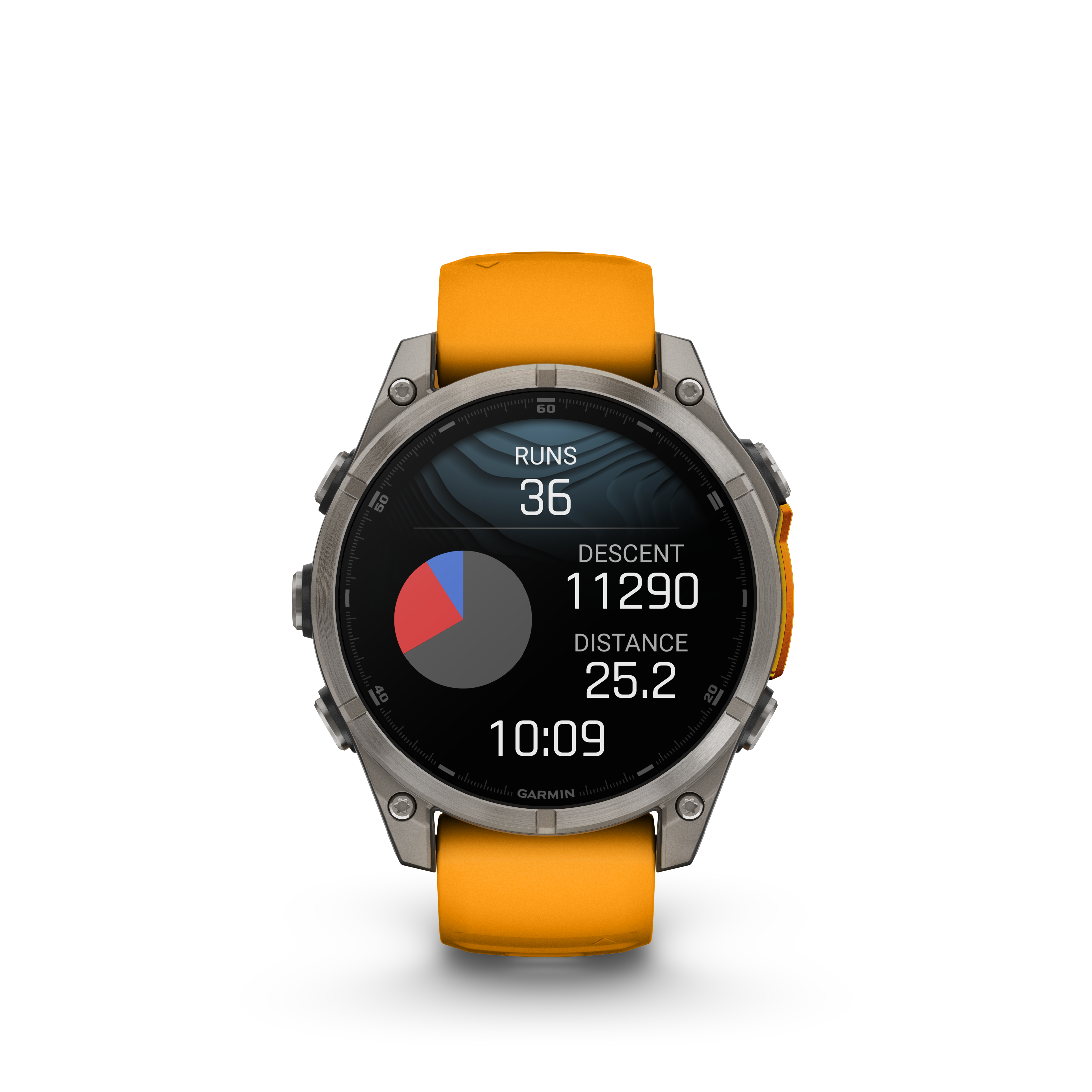 Fenix 8 Amoled Sapphire Titanium Orange Silicone Band 47MM