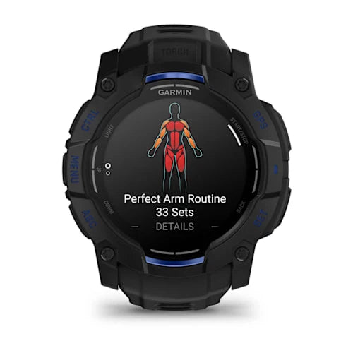 Instinct 3 Amoled Black Black Bolt Blue Silicone Band 50 MM