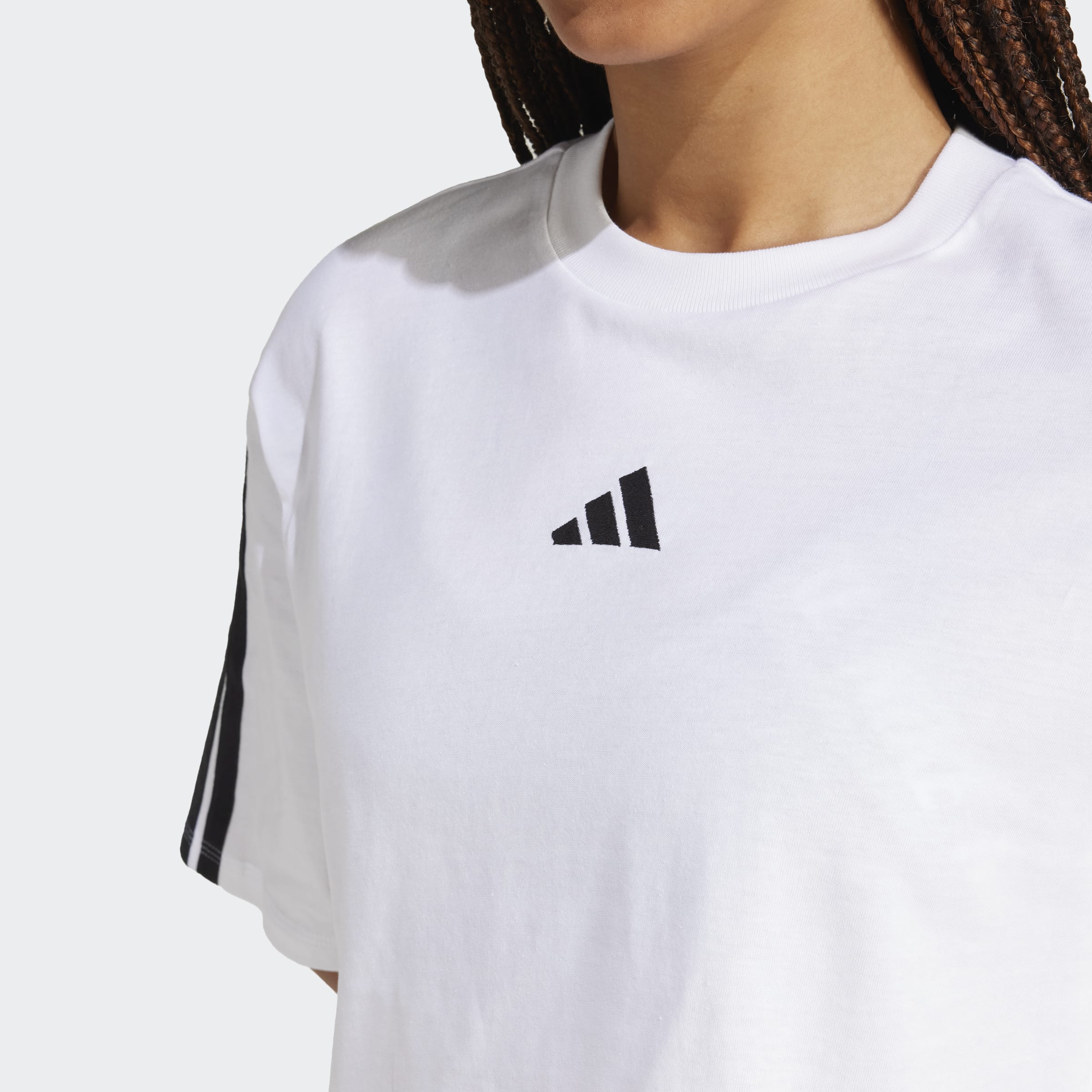 Womens Essentials 3 Stripes Cotton Loose T-Shirt