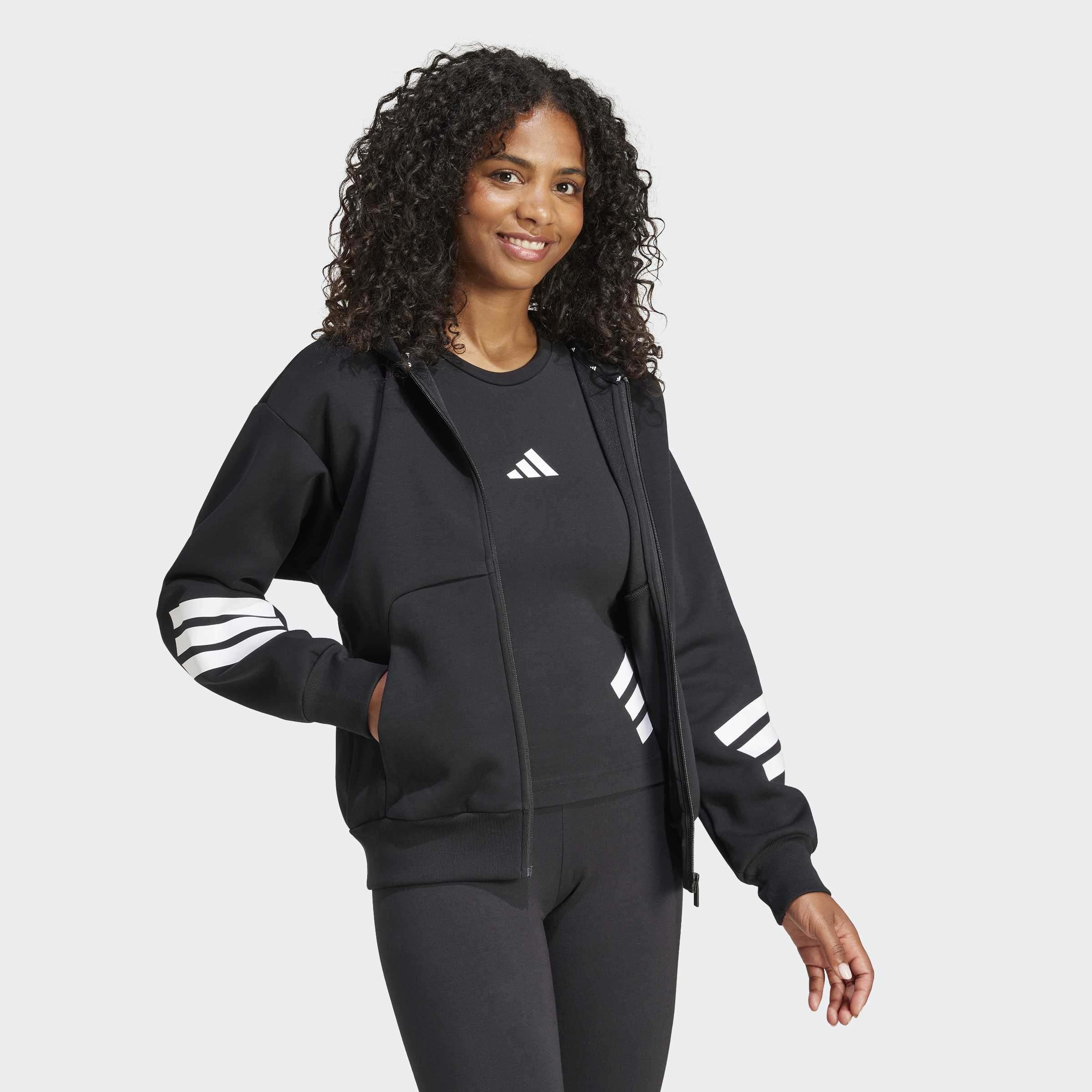 Womens Icons 3 Stripes Full-Zip Hoodie