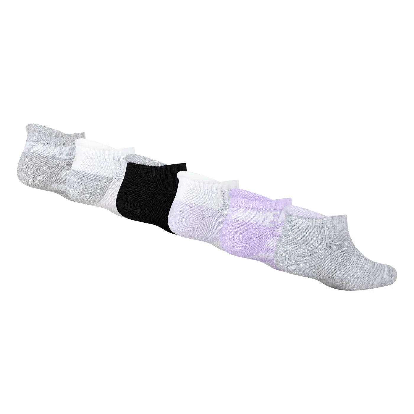 6 Pack Girls Metallic Swoosh No Show Socks