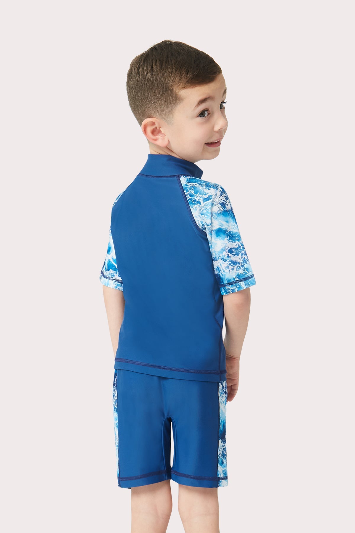 Boys Printed Waves Short sleeve Swim Suit