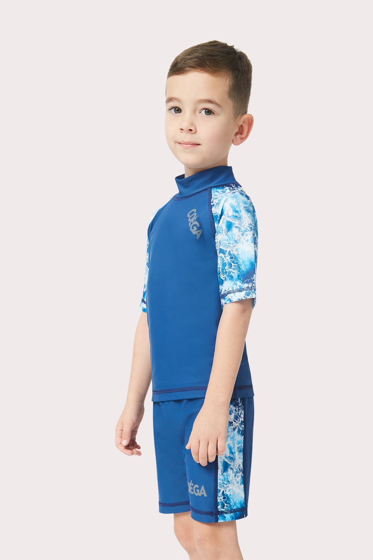 Boys Printed Waves Short sleeve Swim Suit