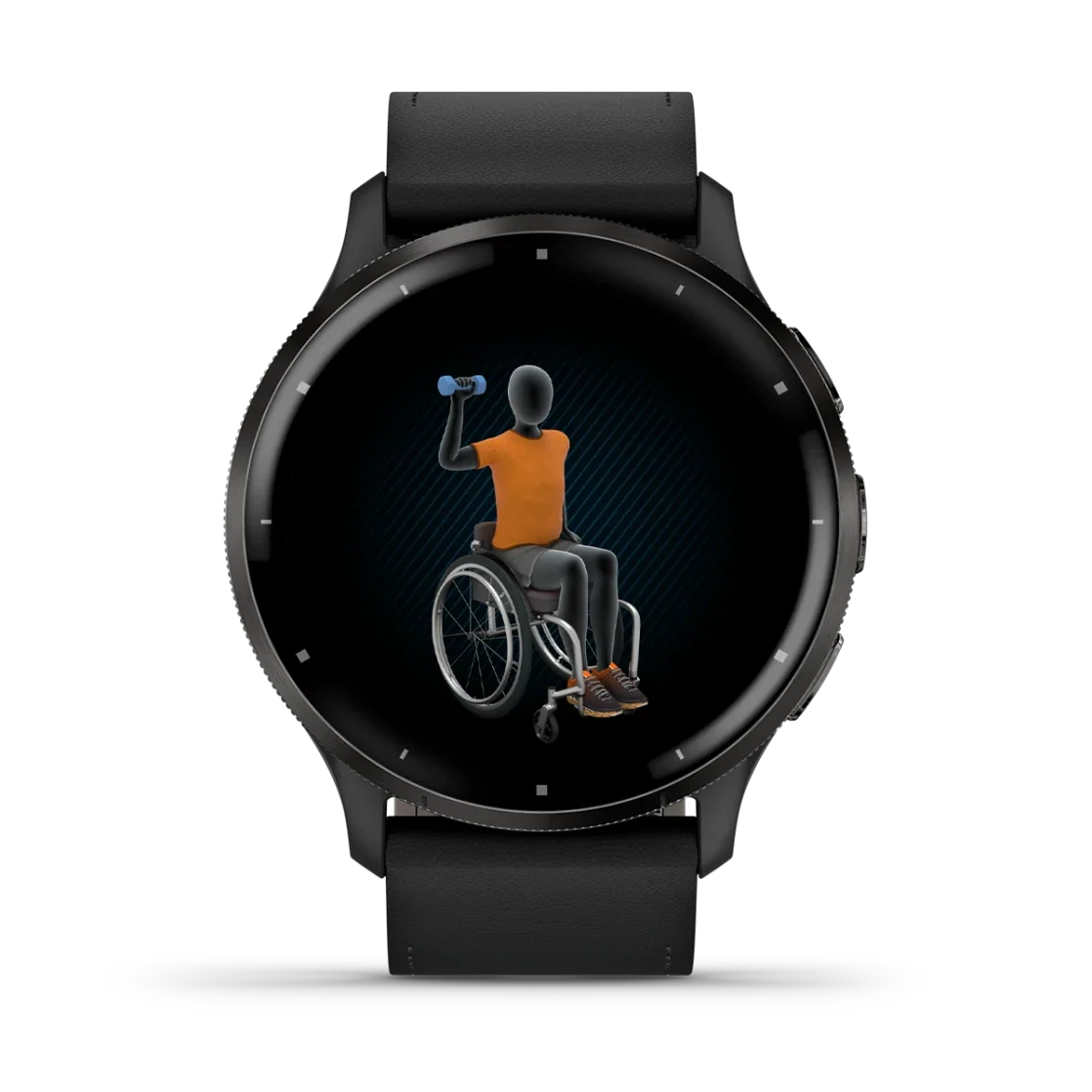 * Venu 3 Slate Stainless-Steel Bezel With Black Case And Black Leather Band