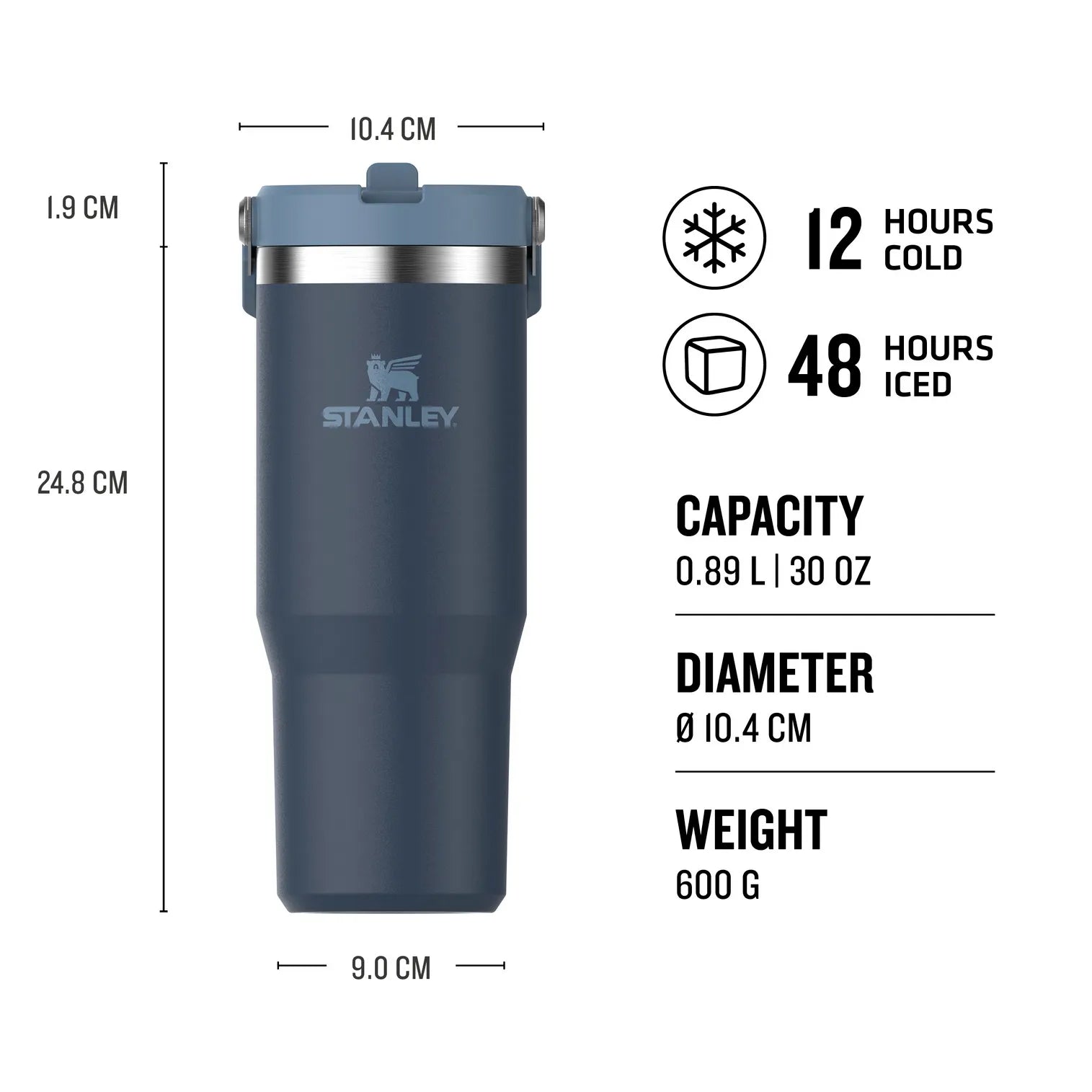 Ice Flow Go Flip Straw Navy 30 Ounce Tumbler