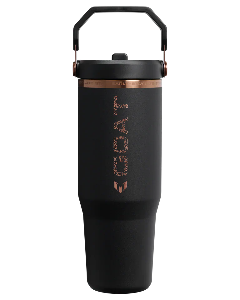 Messi x Iceflow Go Flip Straw Goat Black 30 Ounce Bottle