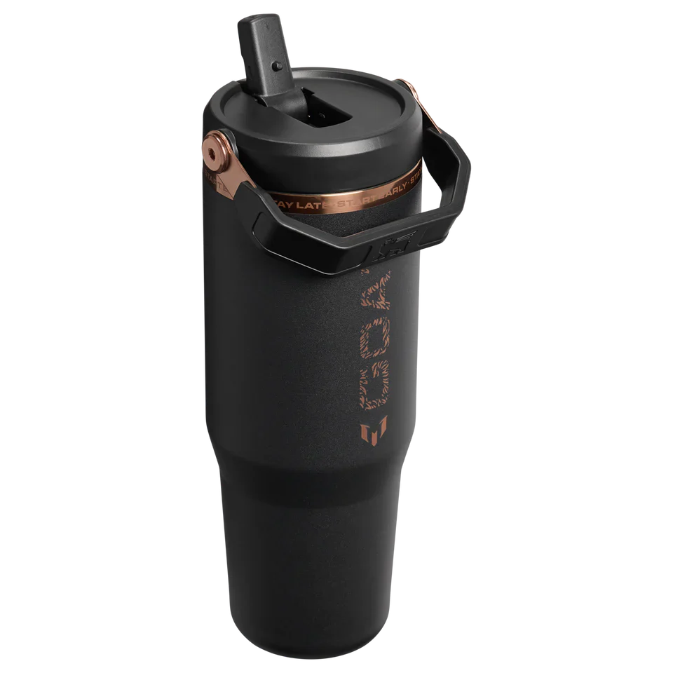 Messi x Iceflow Go Flip Straw Goat Black 30 Ounce Bottle