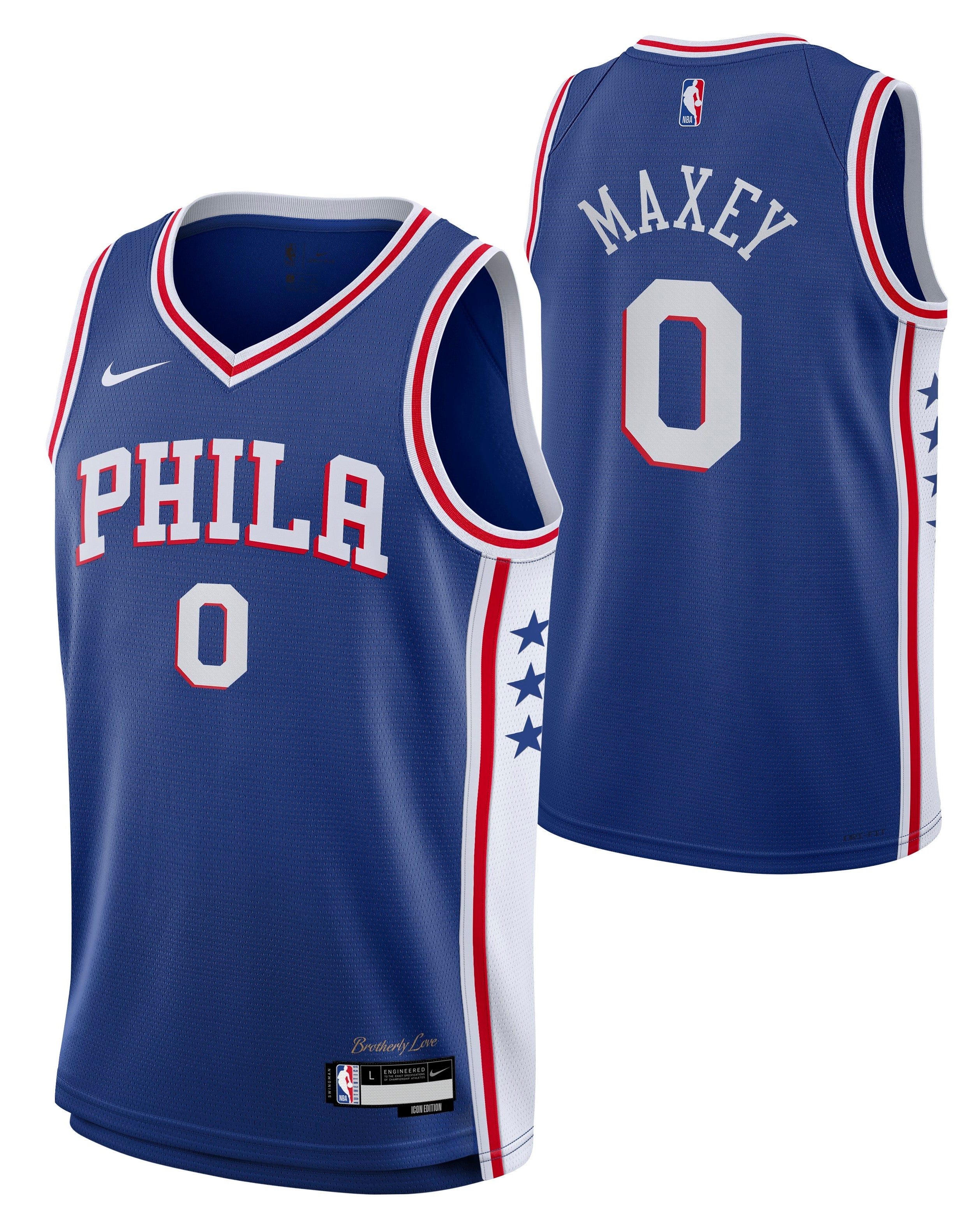 Mexemy Icon Nike Mens Philadelphia 76ers Tyrese Maxey Icon Replica Jersey - Shop ...