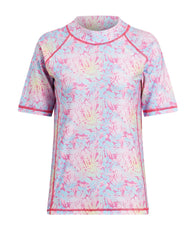 Girls Floral Rainbow Short Sleeve RashGuard