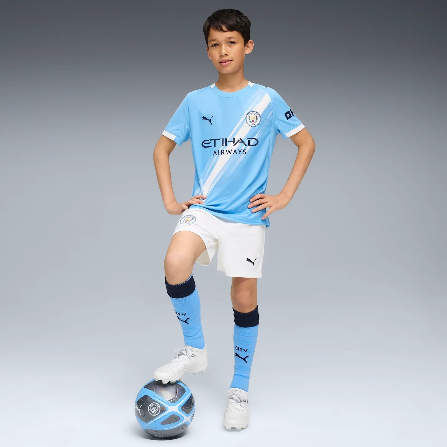 Junior Manchester City Home Replica Shorts