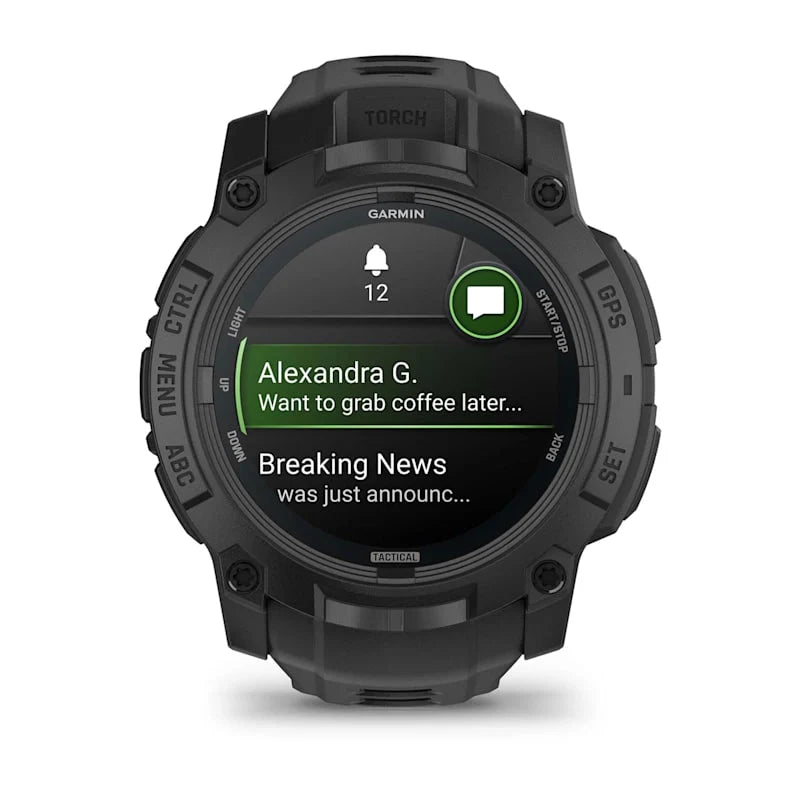 Instinct 3 Amoled Tactical Watch Black Silicone Band 50 MM