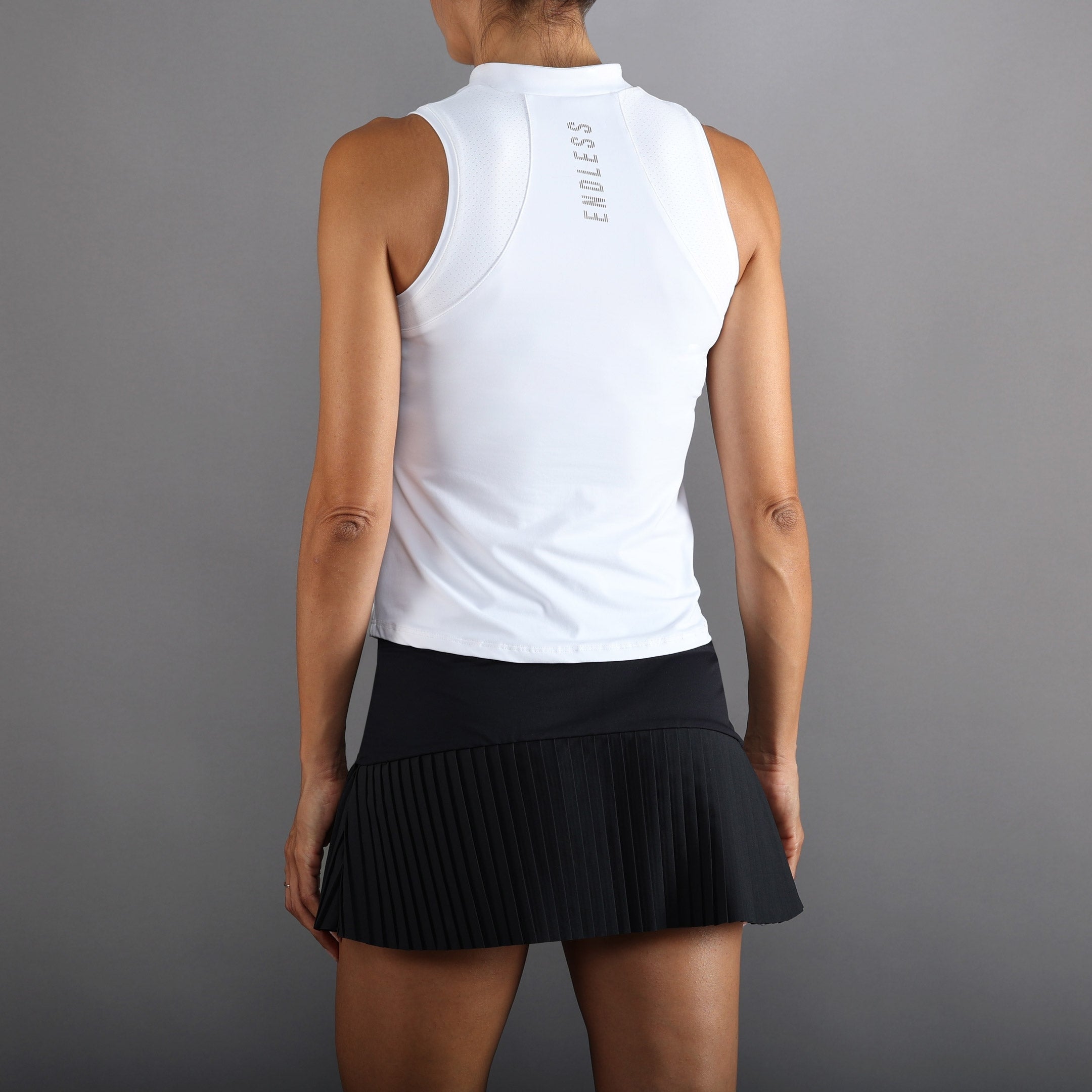 Womens Glam Zip up Tennis Sleeveless Polo