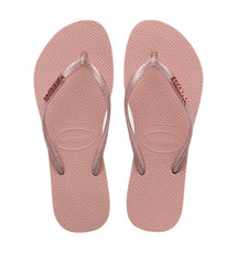 Womens Slim Logo Metallic Flip Flop