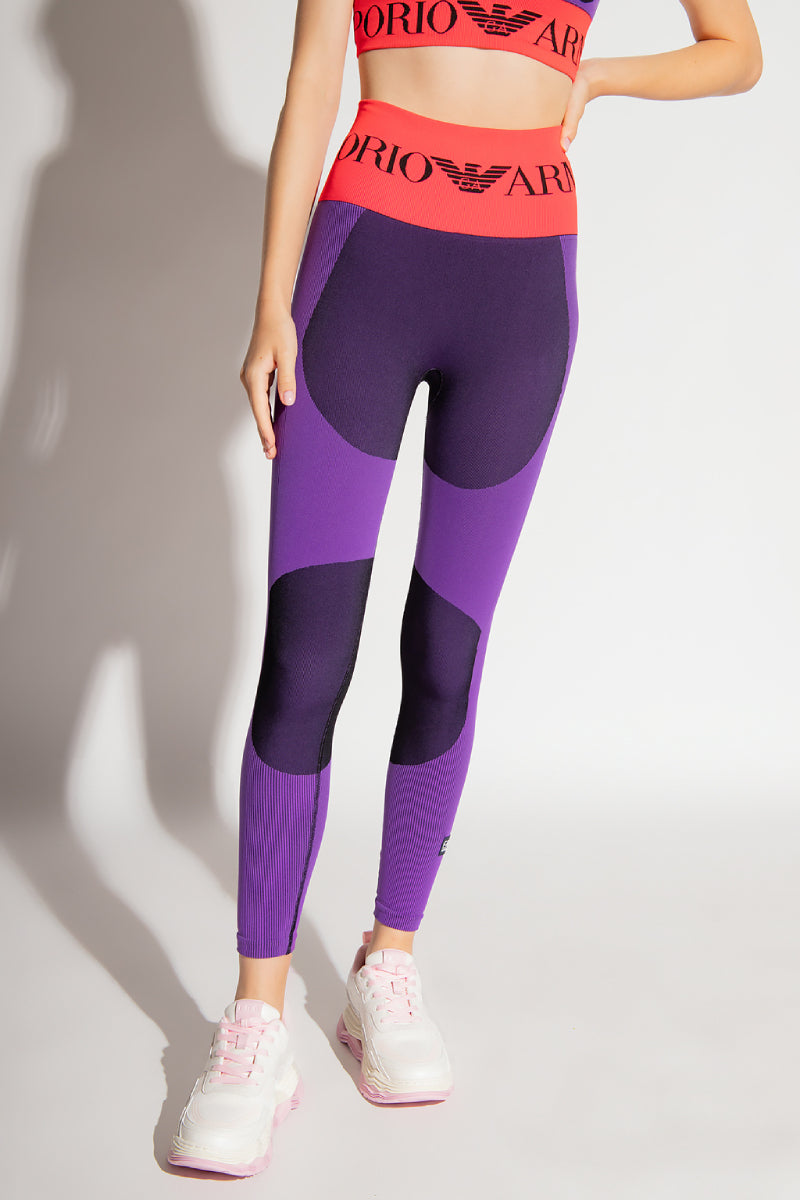 Womens Vigor Branded Waistband Seamless Colorblock Tight