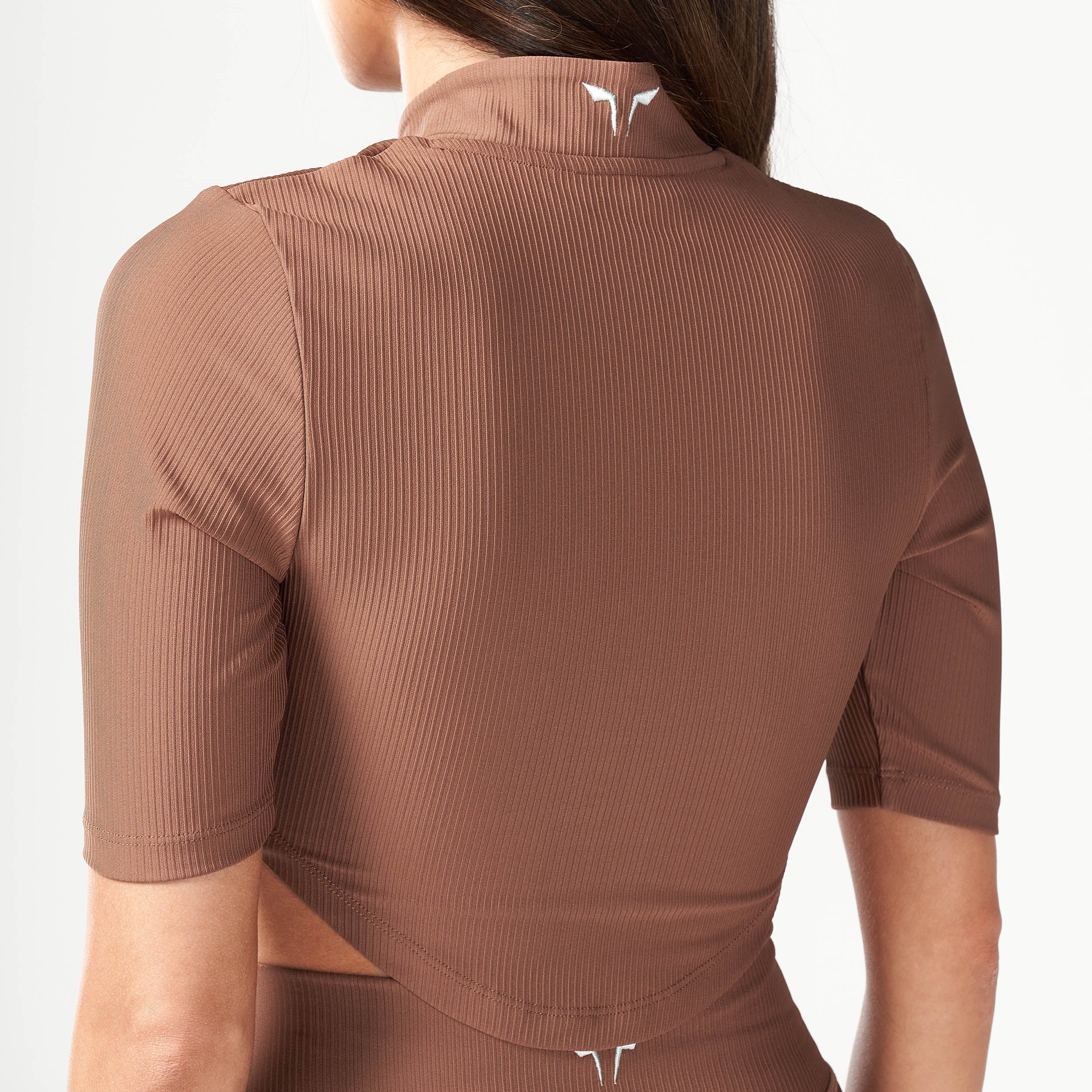 Womens Code Ribbed Crop Top Short Sleeve T-Shirt
