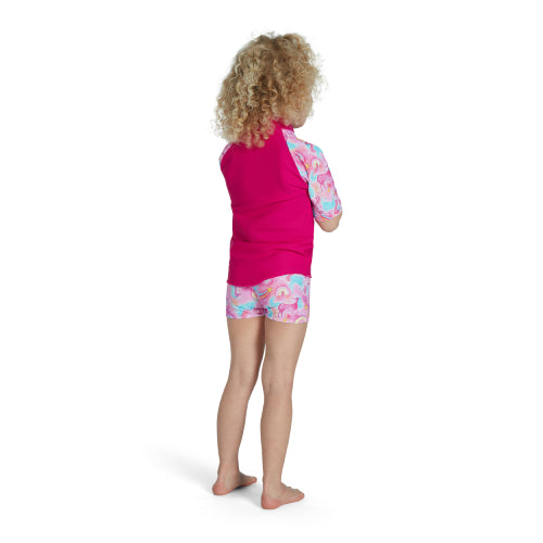Girls Short Sleeves Rashguard and Bottom Set