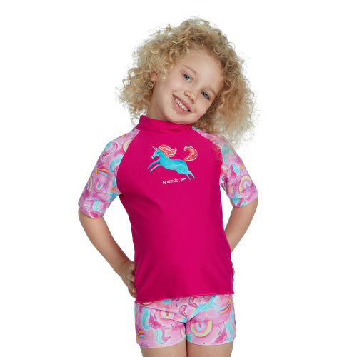 Girls Short Sleeves Rashguard and Bottom Set