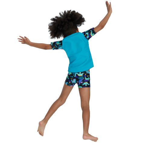 Girls Short Sleeves Rashguard and Bottom Set