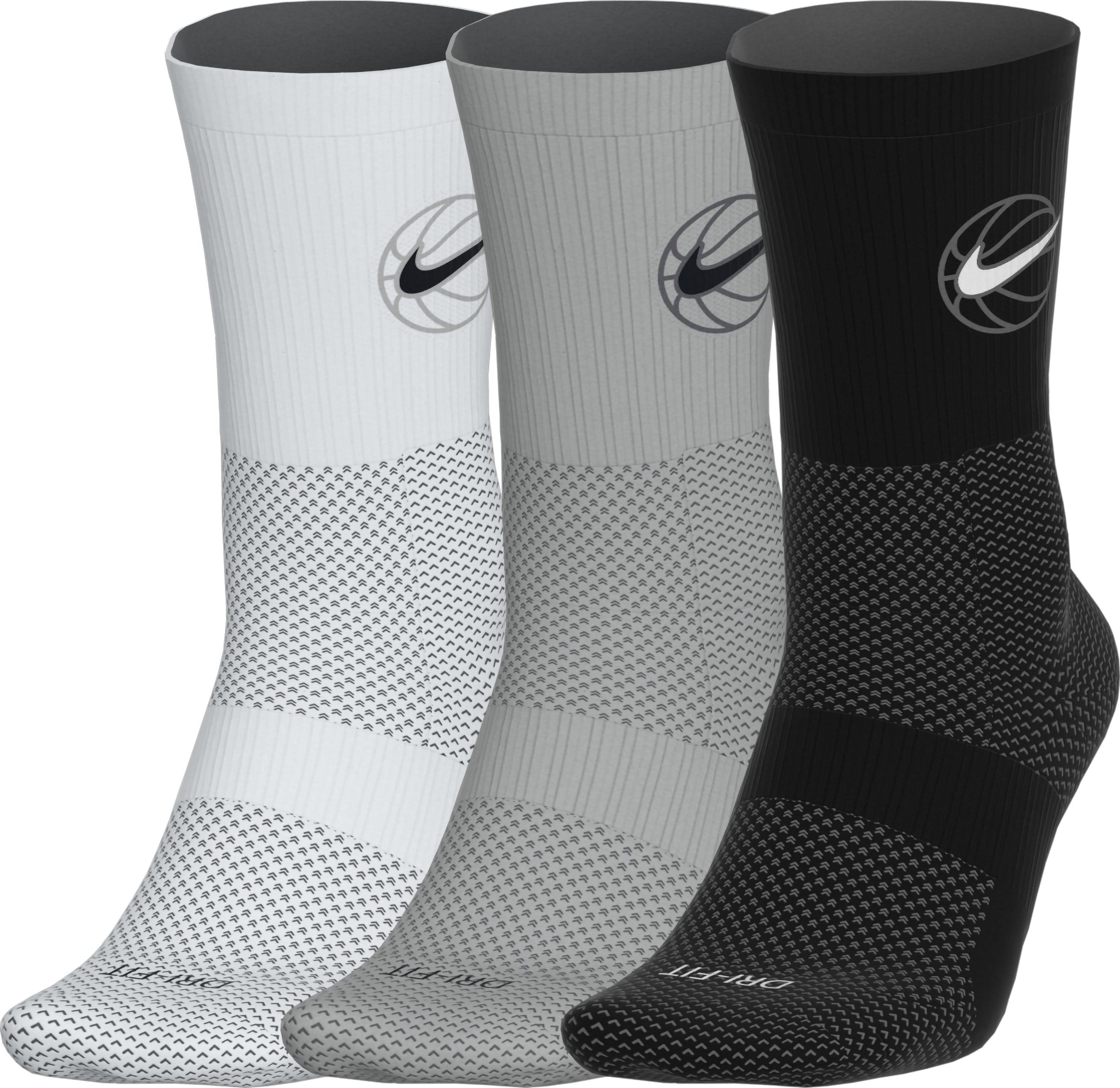 Mens Everyday Basketball Crew Socks - 3 Pack