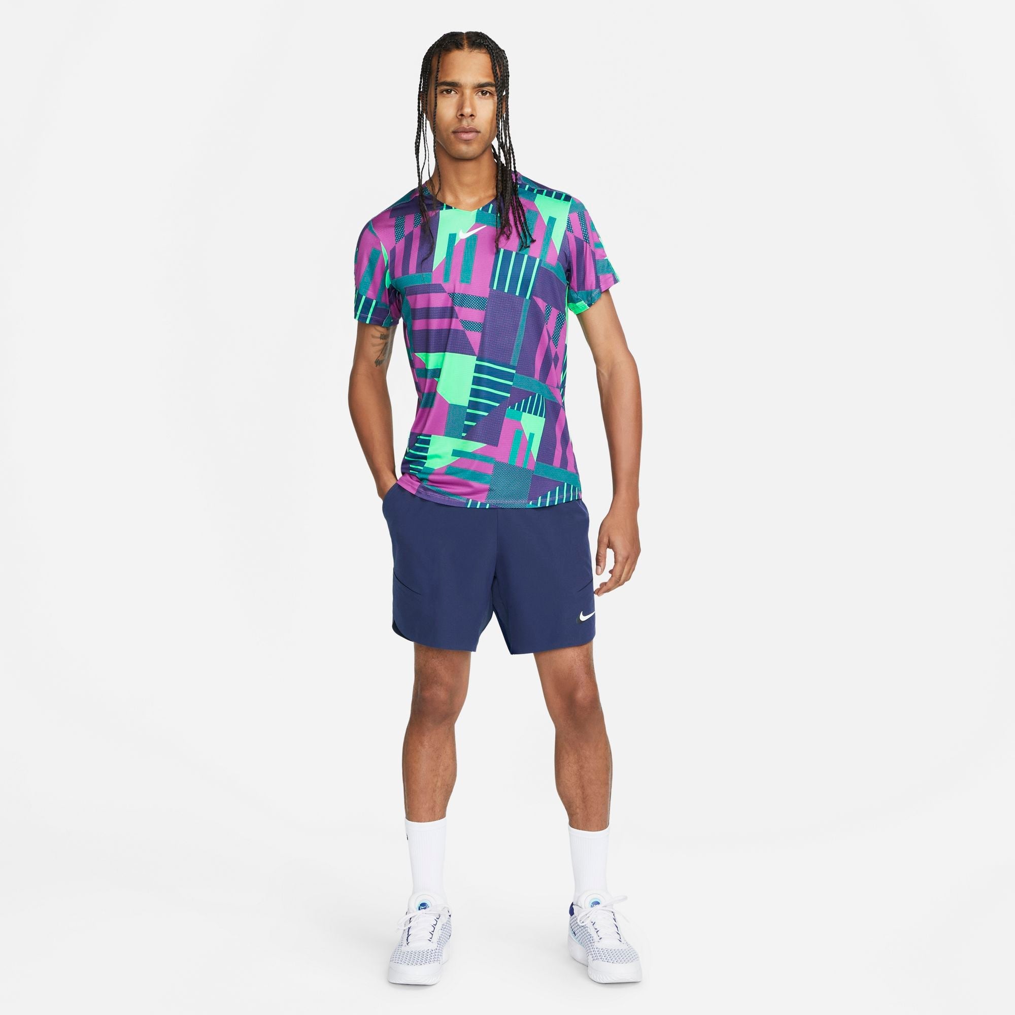 Mens Court Dri-FIT Advantage Print Tennis Short Sleeve T-Shirt