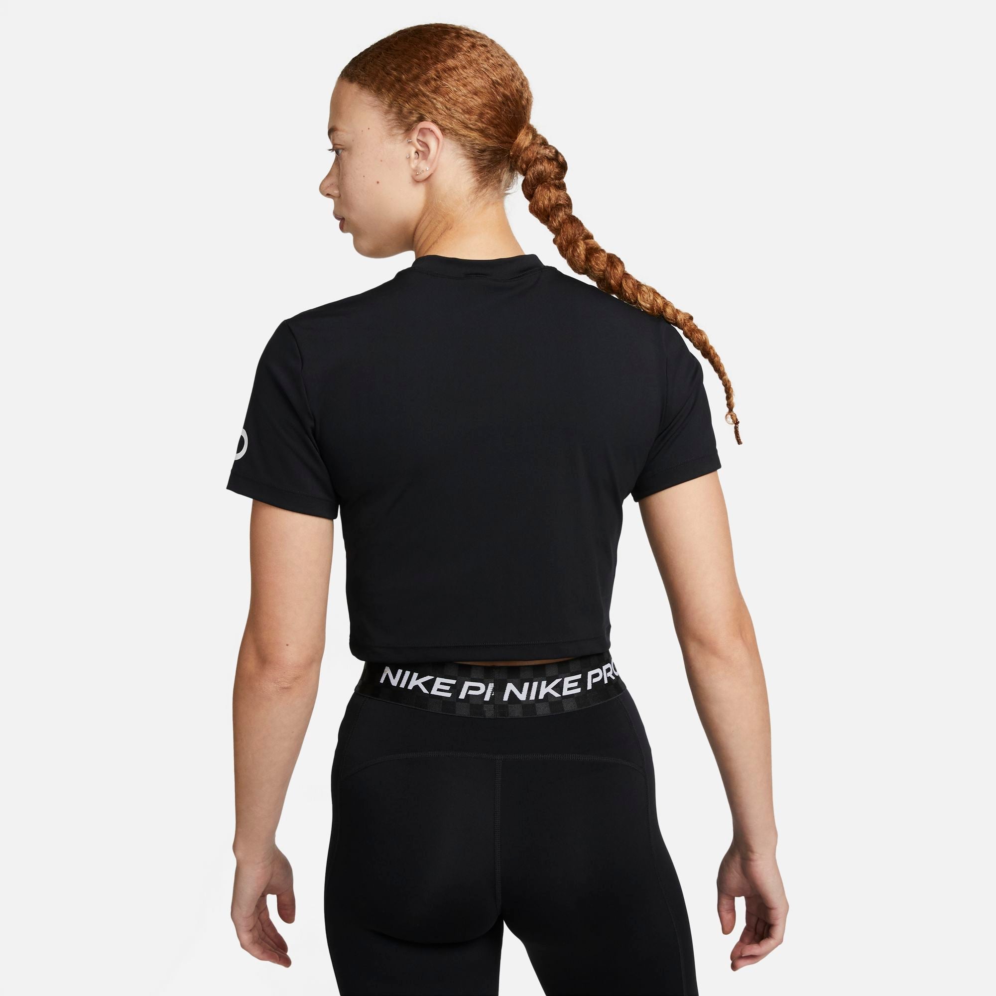 Womens Pro Graphic Logo Fitted Crop Short Sleeve T-Shirt
