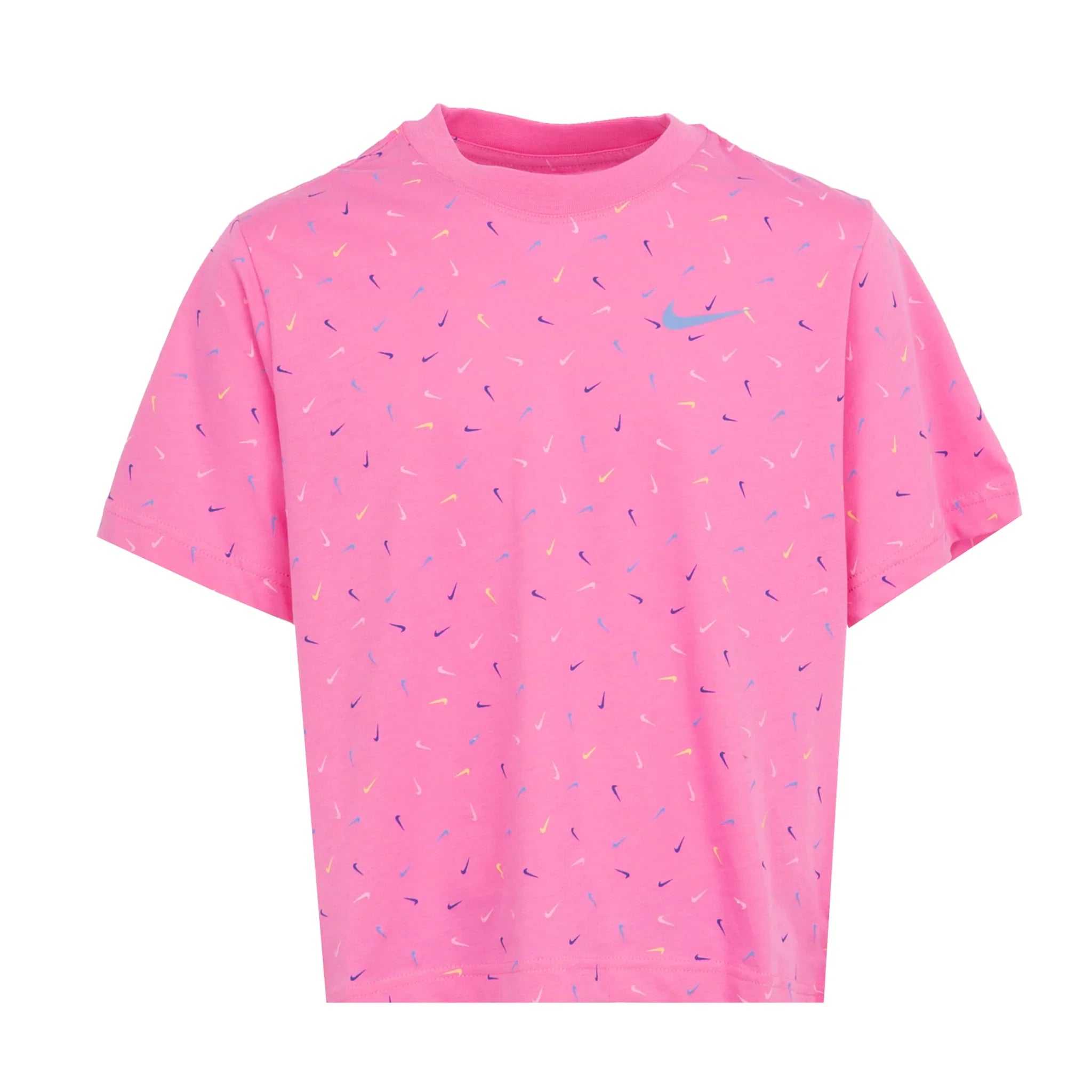 Girls Swoosh Boxy All Over Print Short Sleeve T-Shirt