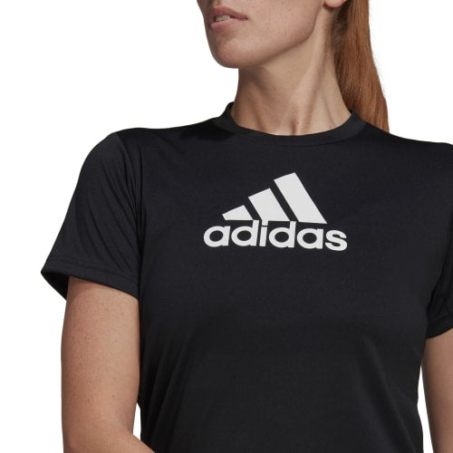 Womens Badge of Sport Logo Racerback Light Impact Sports Bra